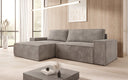 Designer corner sofa Corino in Corduroy with sleeping and folding function