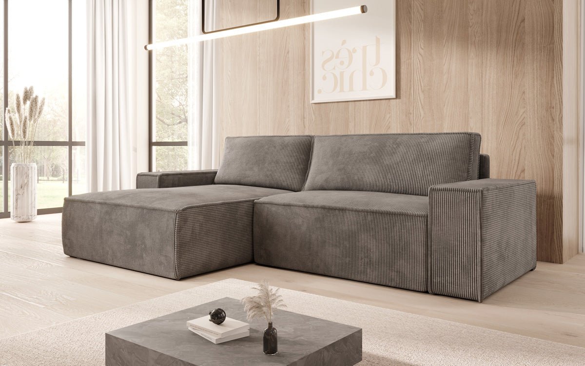 Designer Corino Sofa in Corduroy with Sleeping and Folding Function