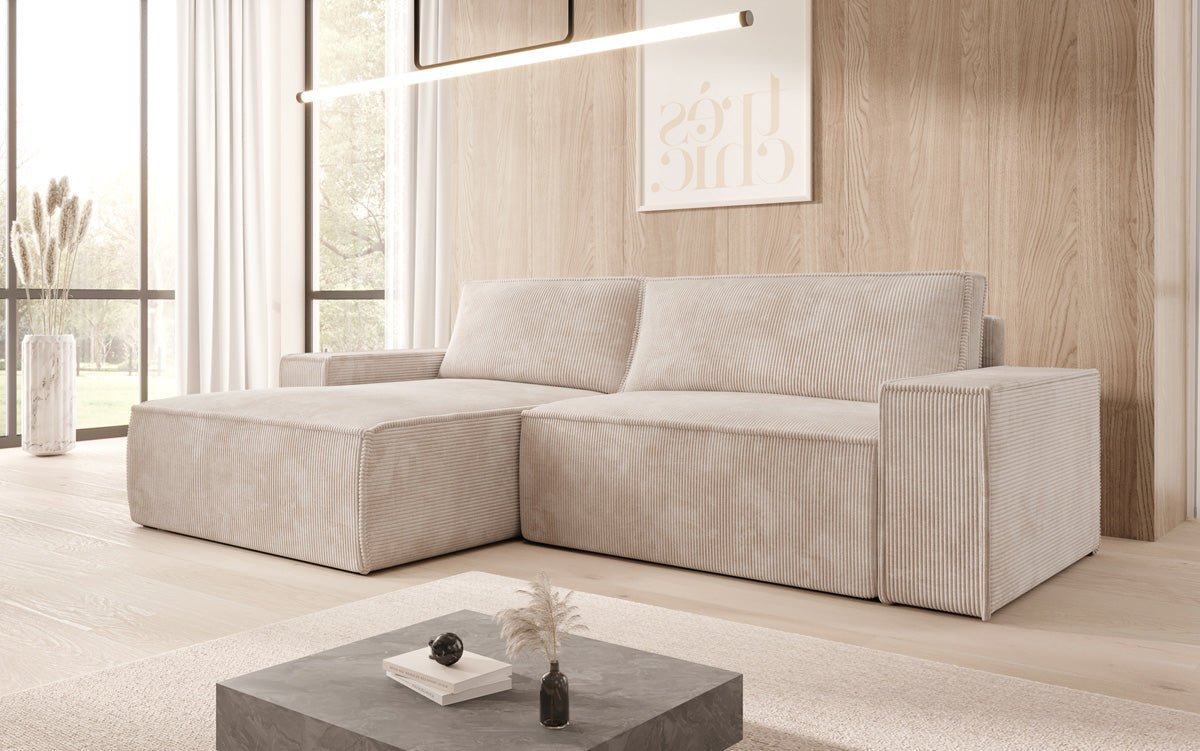 Designer Corino Sofa in Corduroy with Sleeping and Folding Function