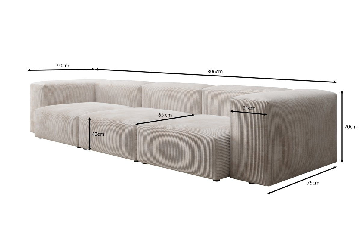 Designer 2-seater Snug sofa in corduroy