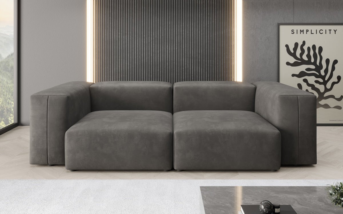 Designer 2-Seater Sofa Snug in Velvet