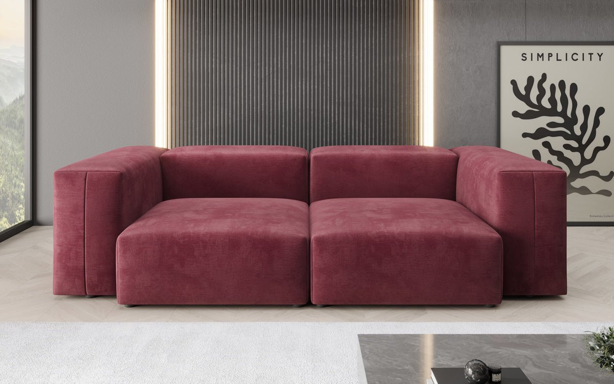 Designer 2-Seater Sofa Snug in Velvet