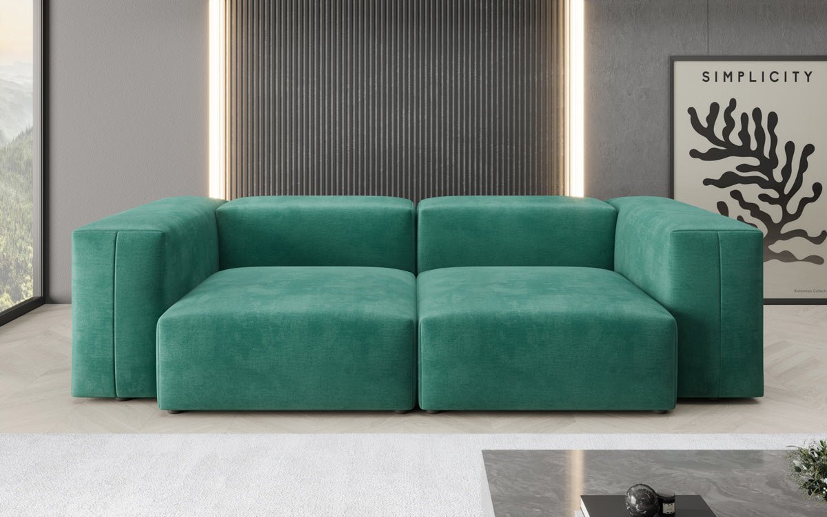 Designer 2-Seater Sofa Snug in Velvet