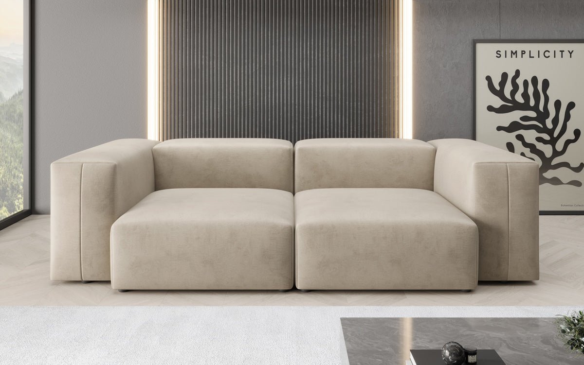 Designer 2-Seater Sofa Snug in Velvet