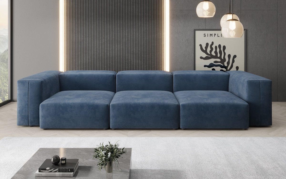 Designer 3-Seater Sofa Snug in Velvet