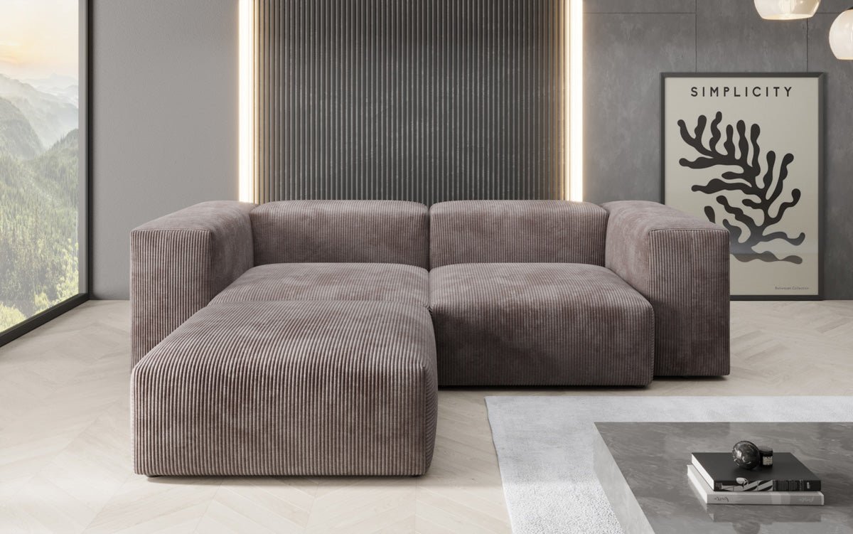 Designer L-shaped Sofa Snug Mini in Cord
