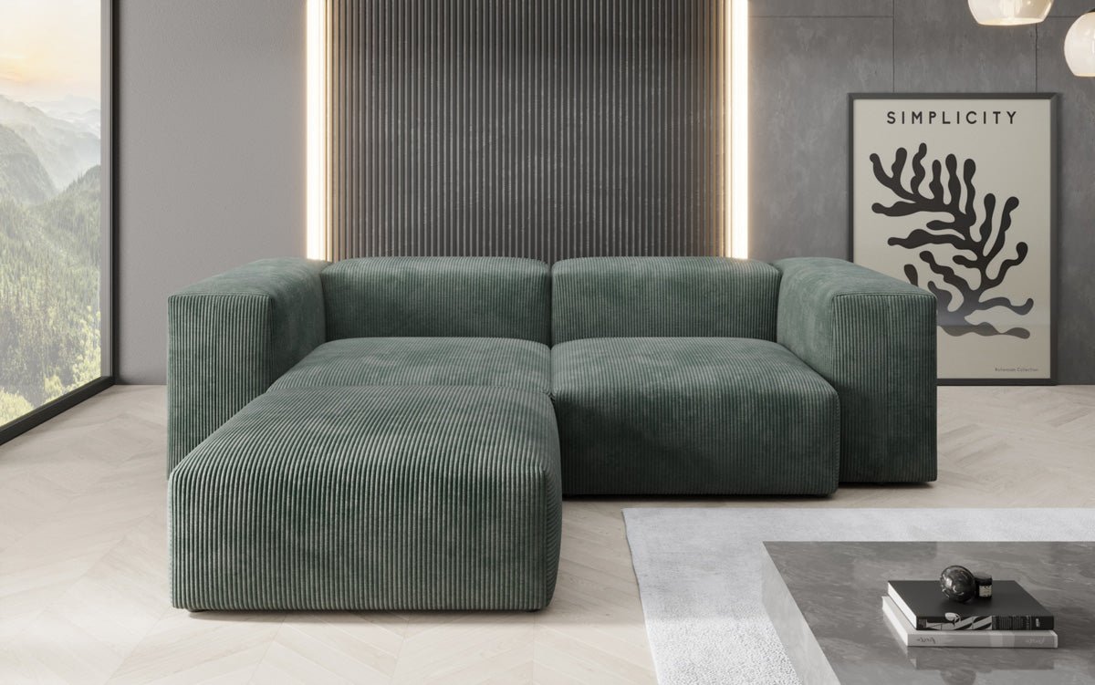Designer L-shaped Sofa Snug Mini in Cord