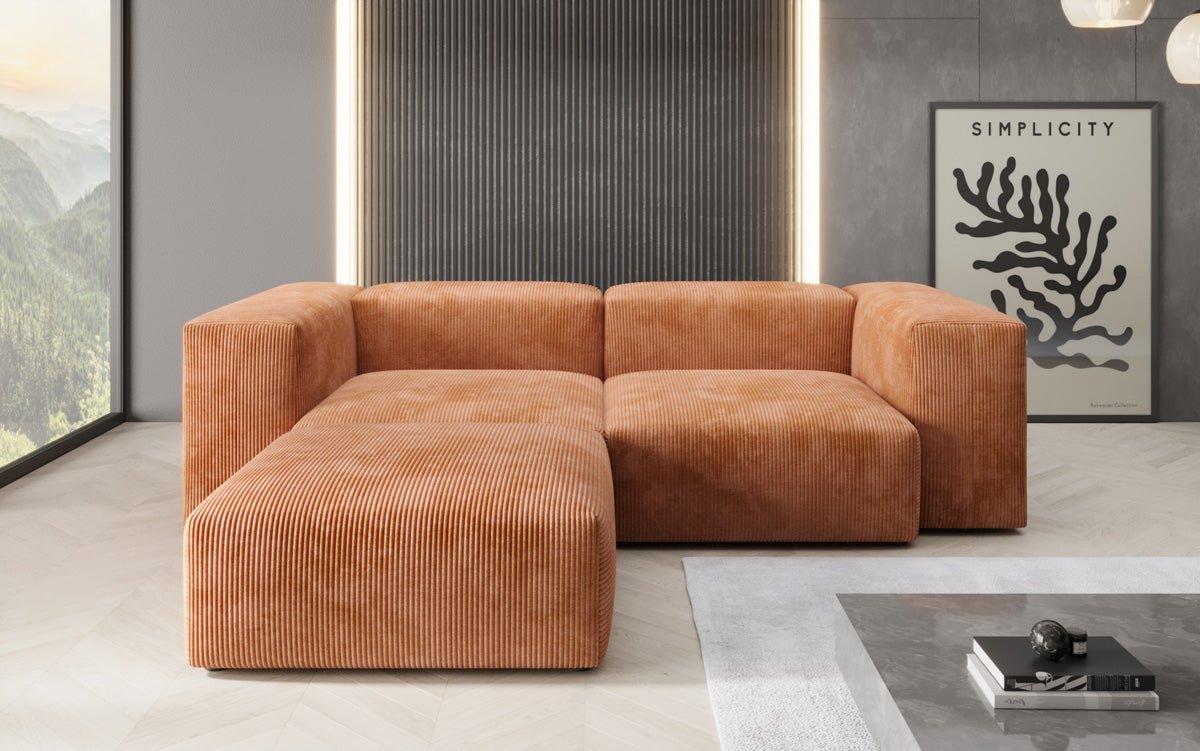 Designer L-shaped Sofa Snug Mini in Cord