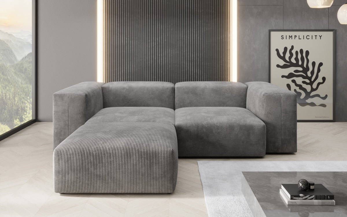 Designer L-shaped Sofa Snug Mini in Cord