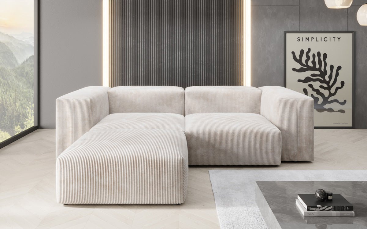 Designer L-shaped Sofa Snug Mini in Cord