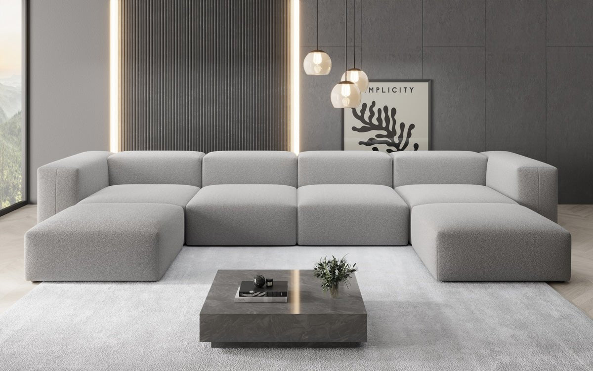 Designer U Sofa Snug in Bouclé