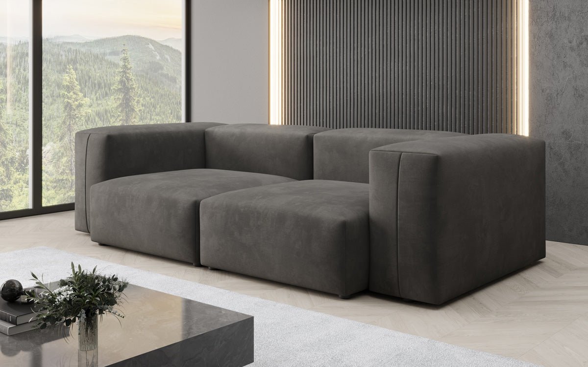 Designer 2-Seater Sofa Snug in Velvet