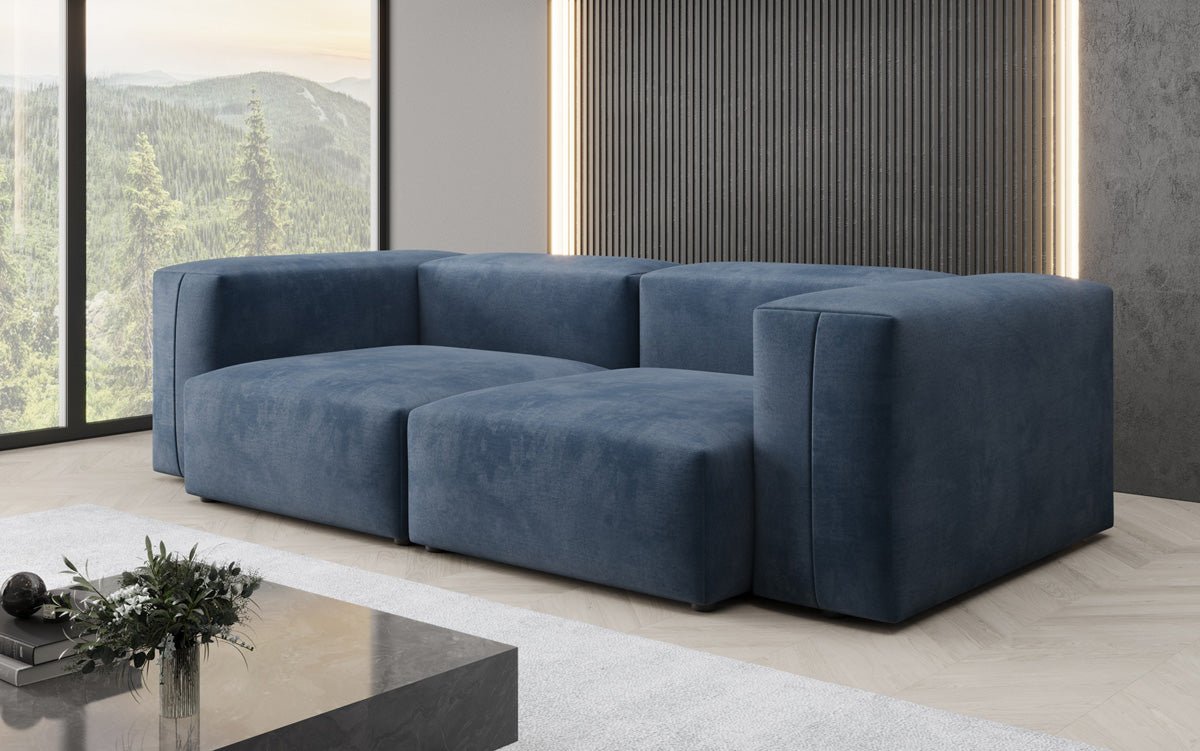 Designer 2-Seater Sofa Snug in Velvet