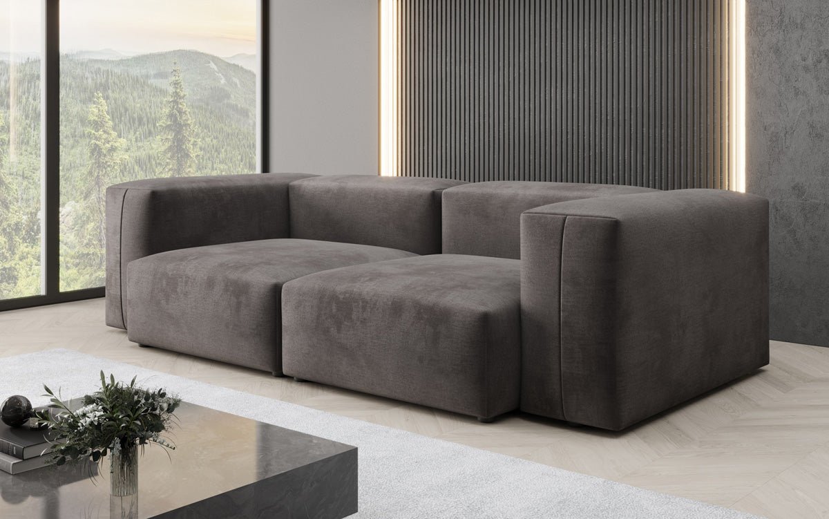 Designer 2-Seater Sofa Snug in Velvet