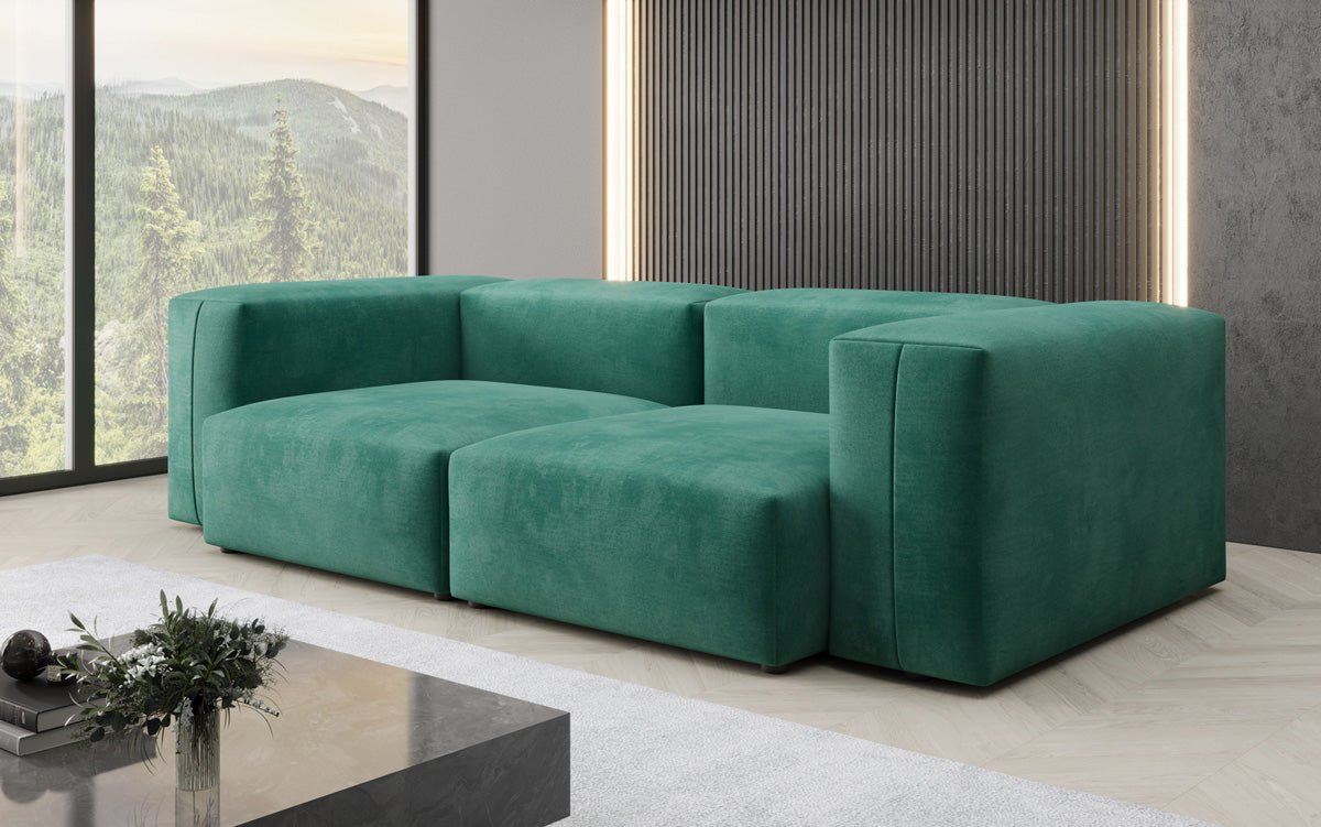 Designer 2-Seater Sofa Snug in Velvet