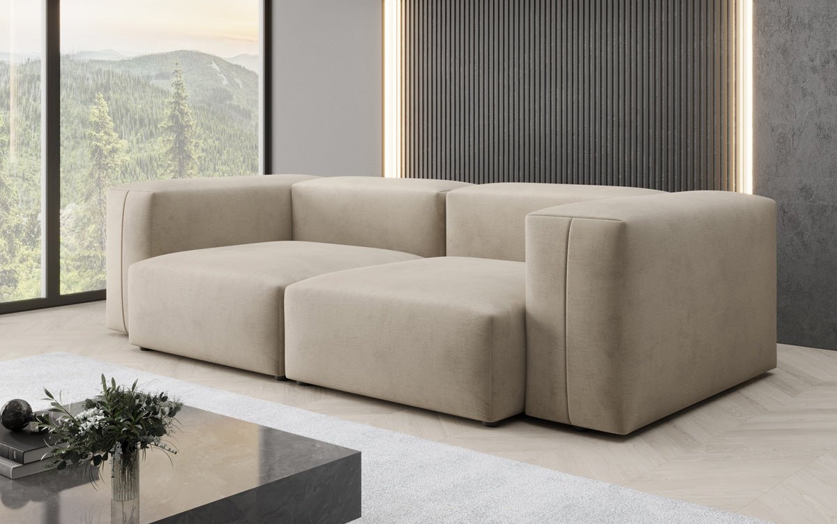 Designer 2-Seater Sofa Snug in Velvet