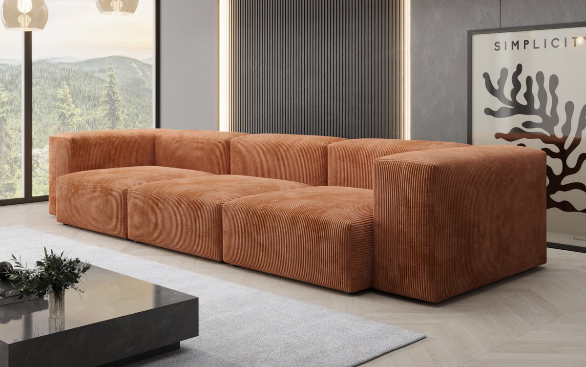 Designer 2-seater Snug sofa in corduroy
