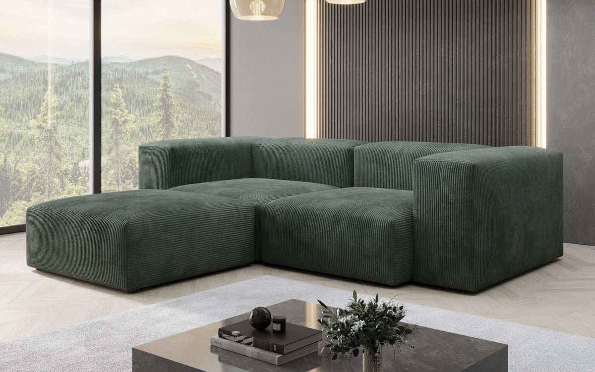 Designer L-shaped Sofa Snug Mini in Cord