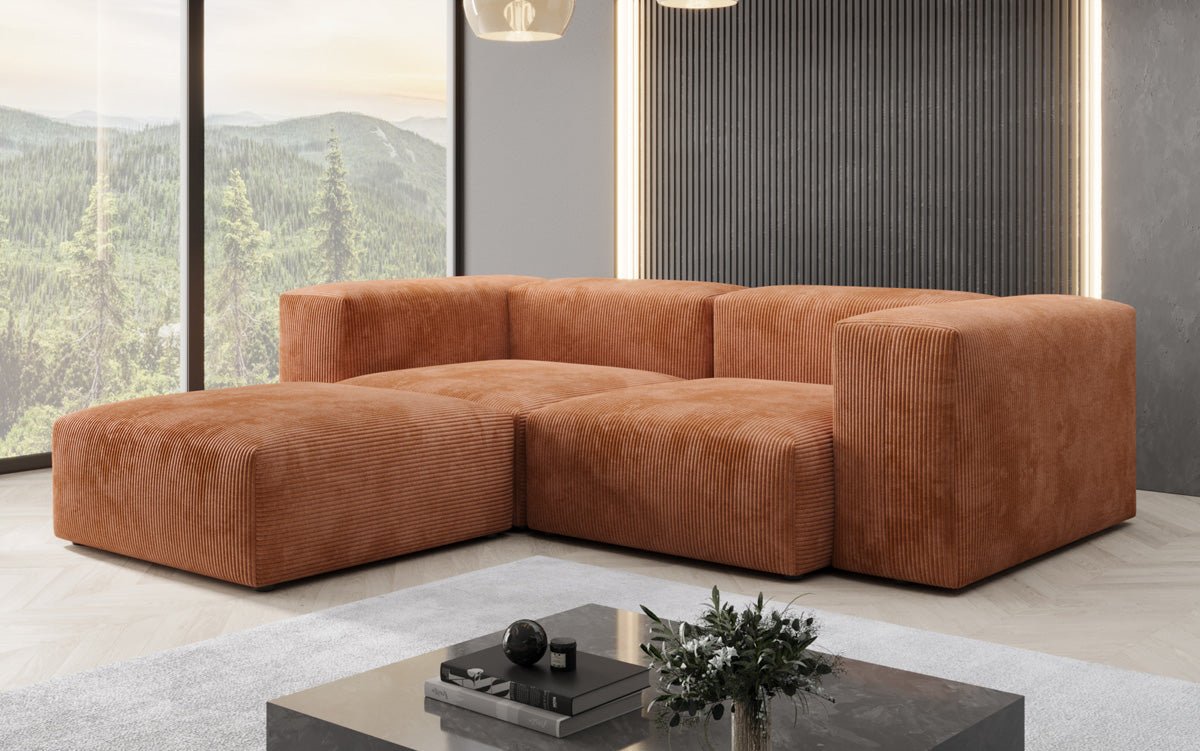 Designer L-shaped Sofa Snug Mini in Cord