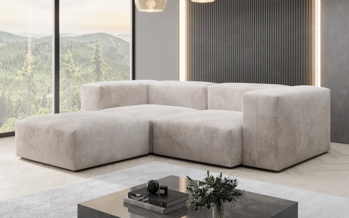 Designer L-shaped Sofa Snug Mini in Cord