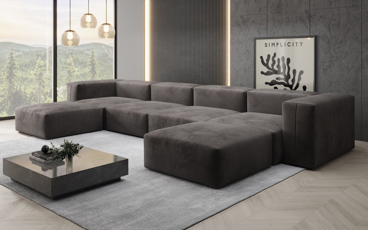 Designer U Sofa Snug in velvet