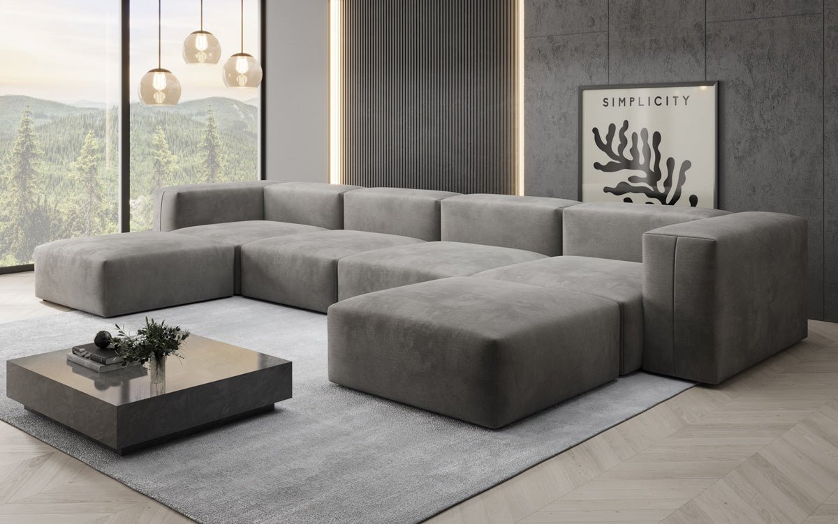 Designer U Sofa Snug in velvet