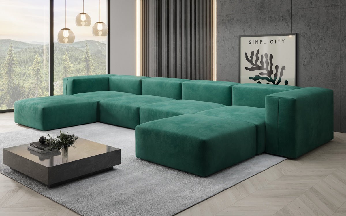 Designer U Sofa Snug in velvet