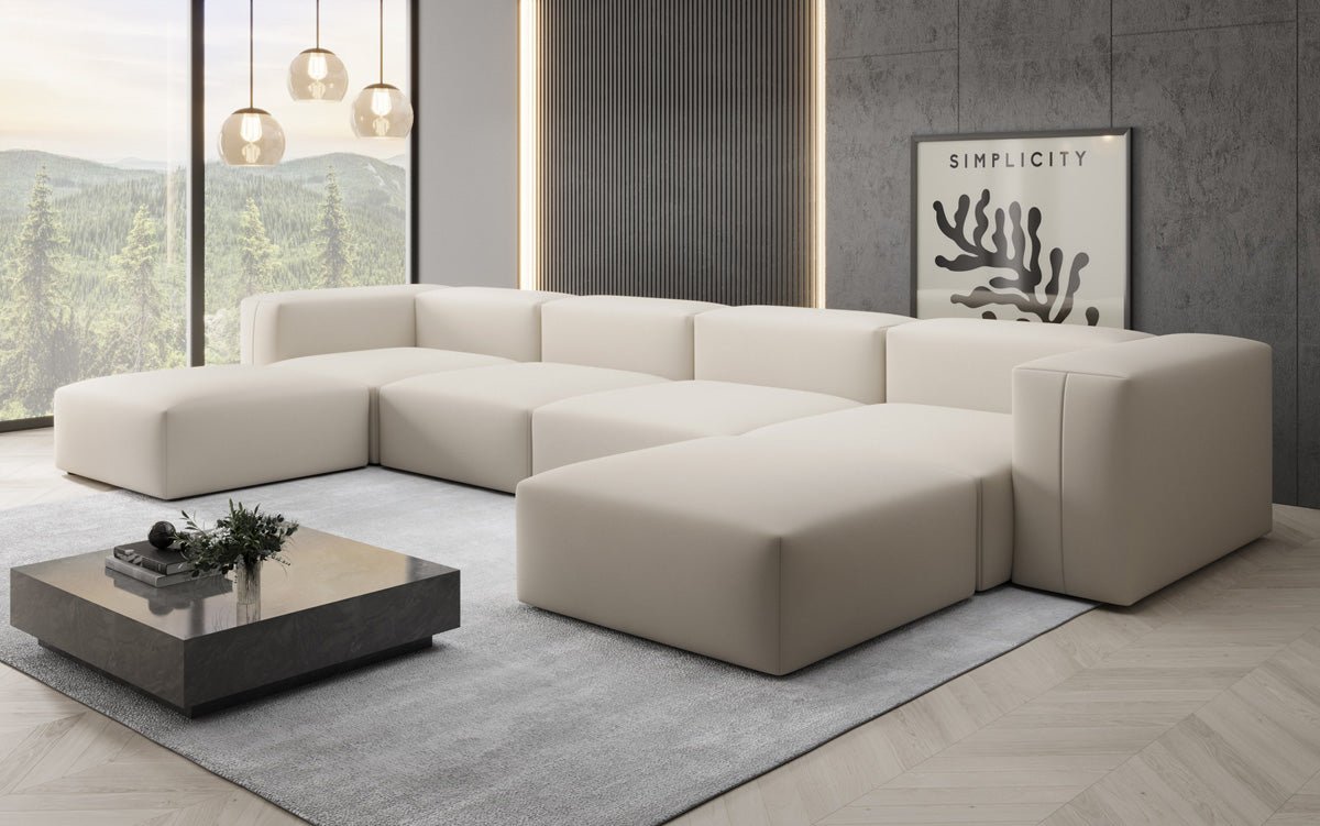 Designer U Sofa Snug in Fabric