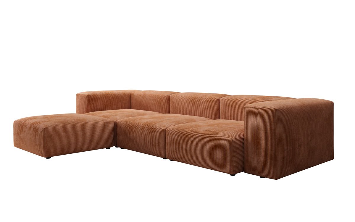 Designer L-shaped Sofa Snug in Cord