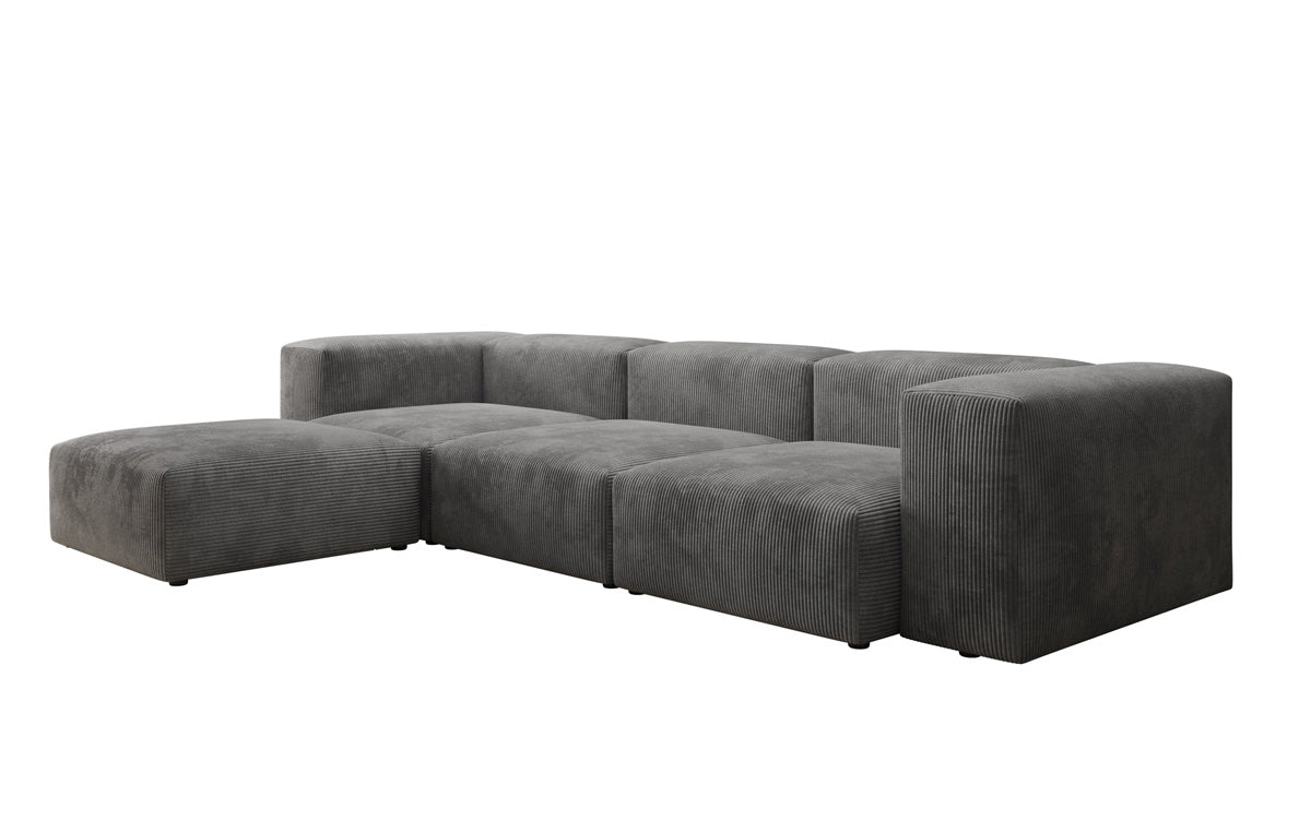 Designer L-shaped Sofa Snug in Cord