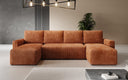 Designer Sofa Melva U mit Schlaf- und Klappfunktion in Cord