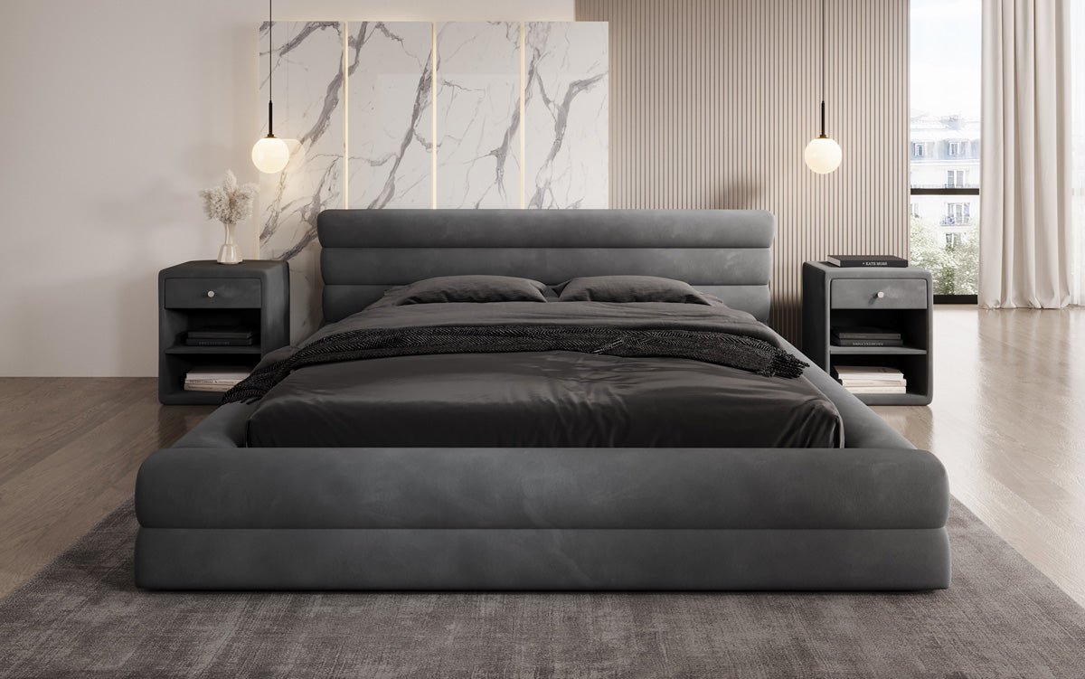 Designer Polsterbett Velana Samt mit Stauraum