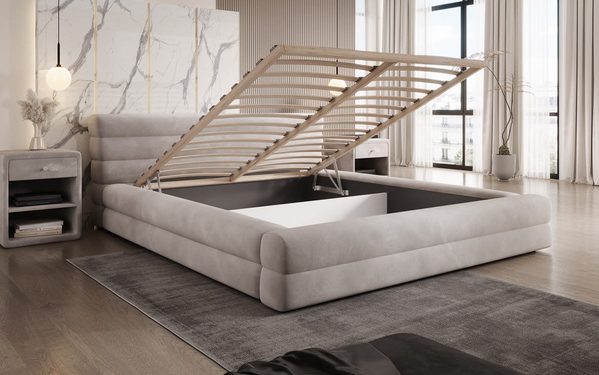 Designer Polsterbett Velana Samt mit Stauraum