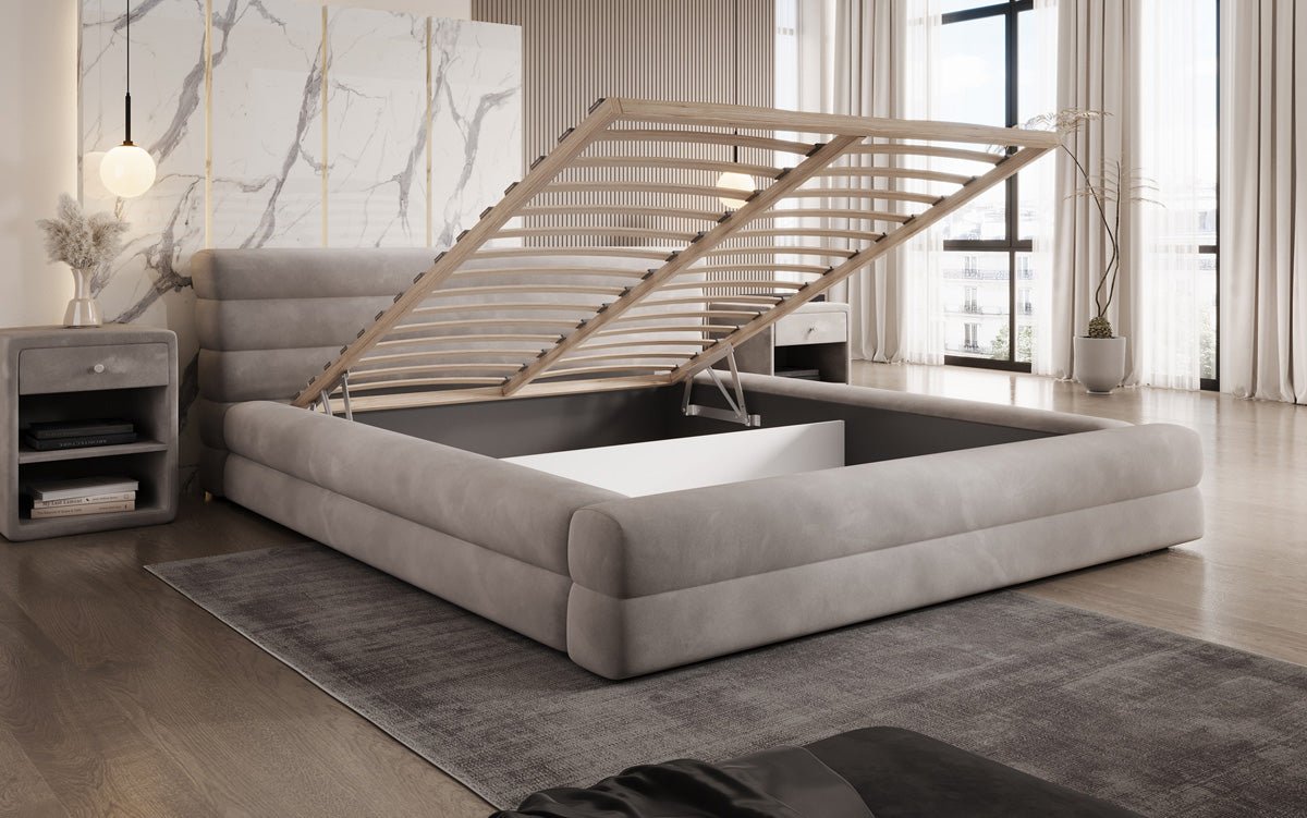 Designer Polsterbett Velana Samt mit Stauraum