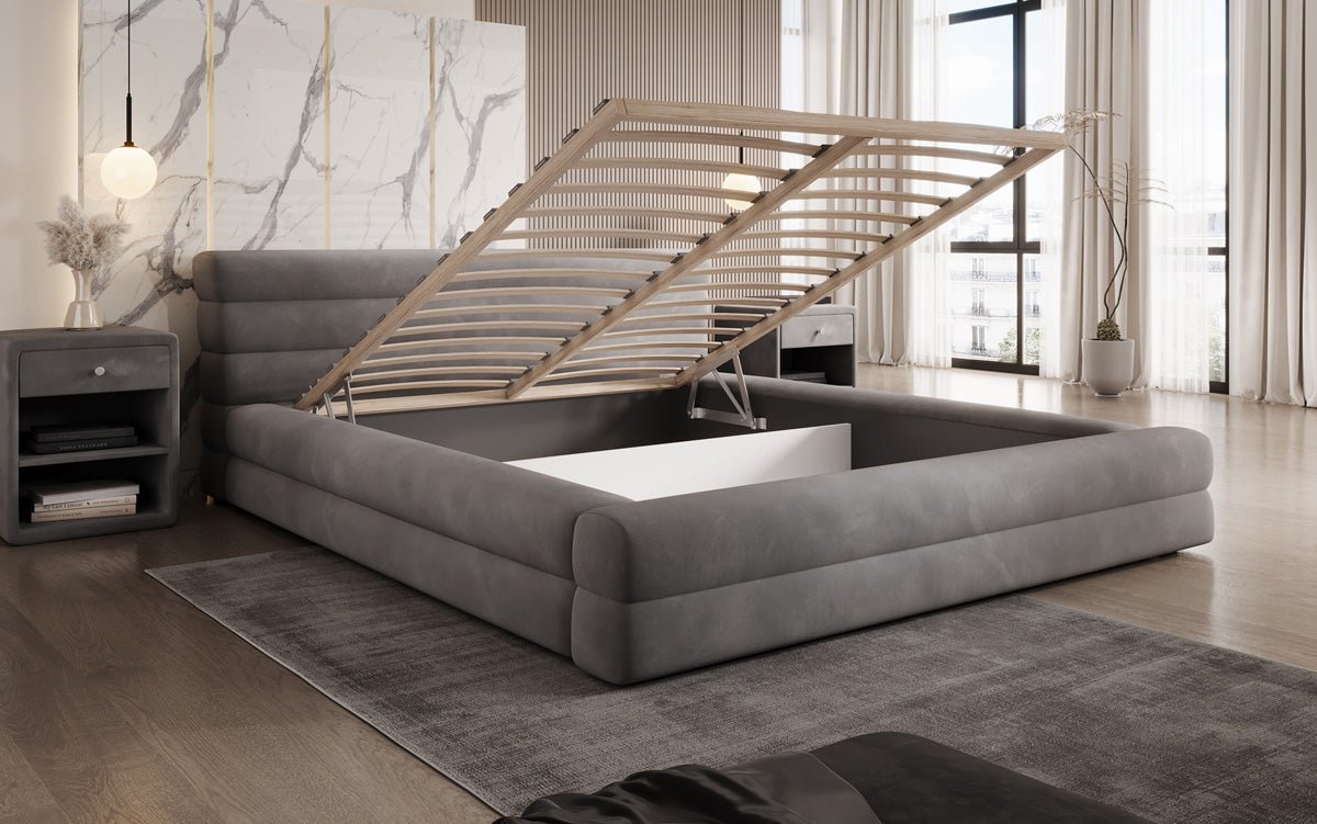 Designer Polsterbett Velana Samt mit Stauraum