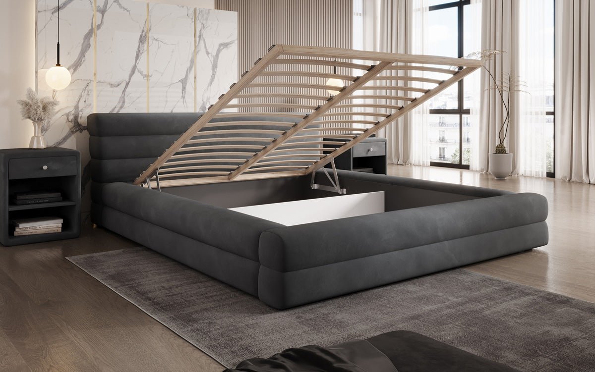 Designer Polsterbett Velana Samt mit Stauraum