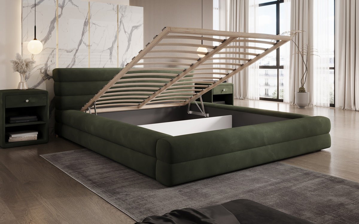 Designer Polsterbett Velana Samt mit Stauraum