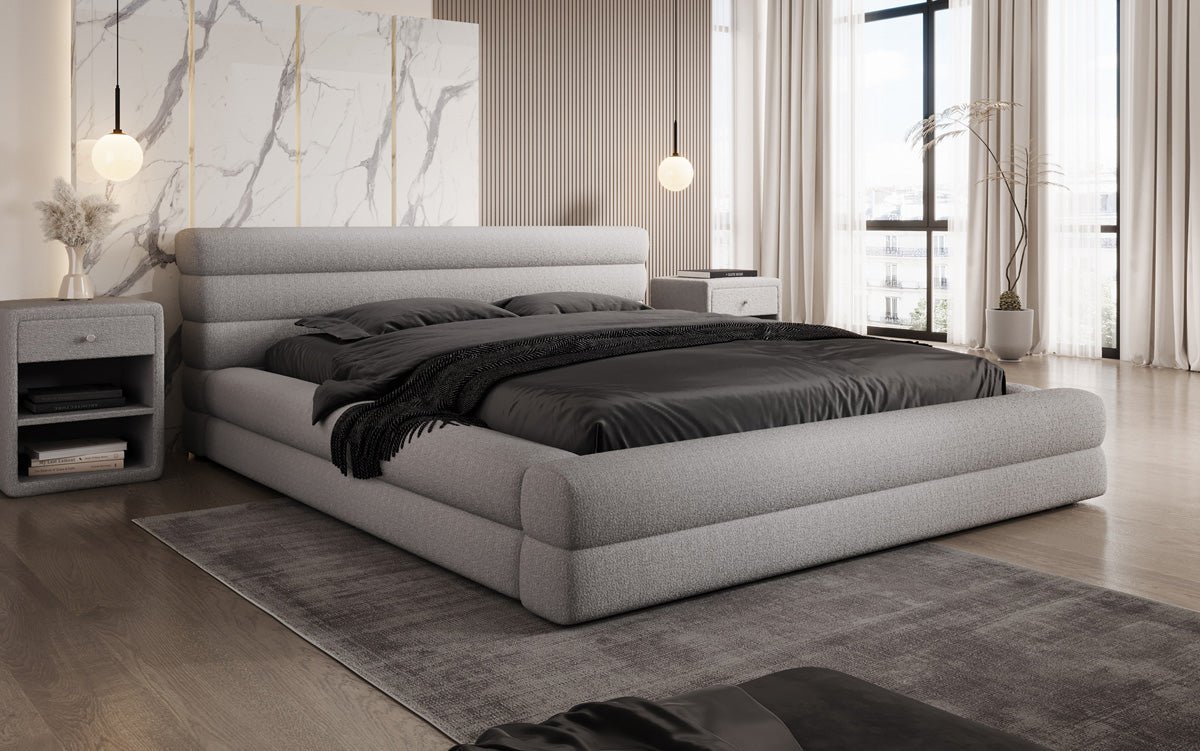 Designer Upholstered Bed Velana Bouclé with Storage