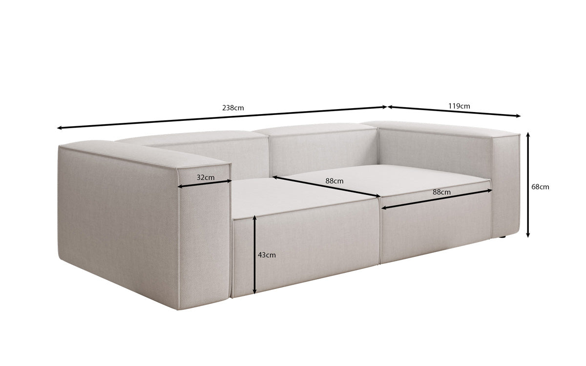 Designer sofa Lesley 3-seater in linen look