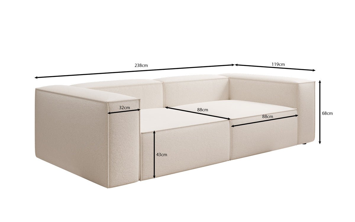 Lesley designer 3-seater sofa in textured fabric