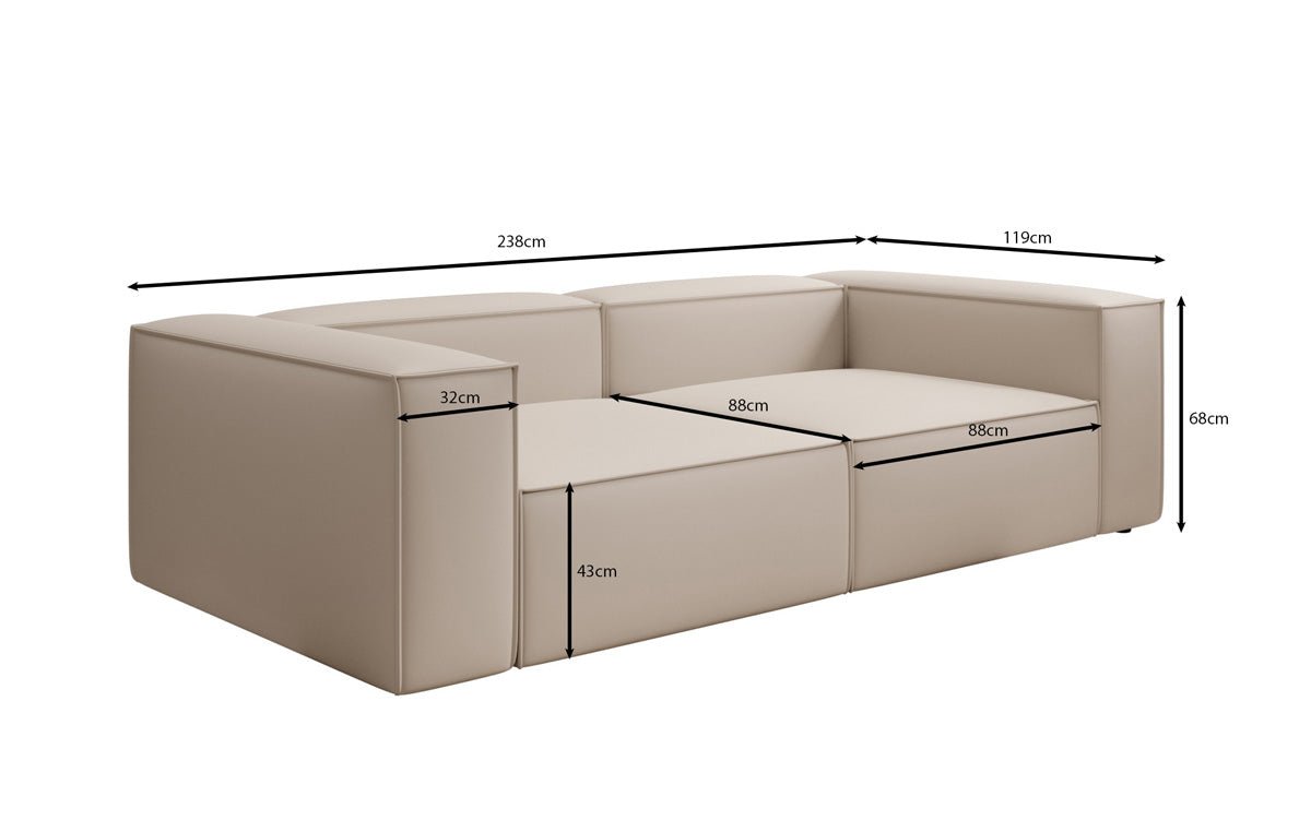 Designer Sofa Lesley 3-Seater in Fabric