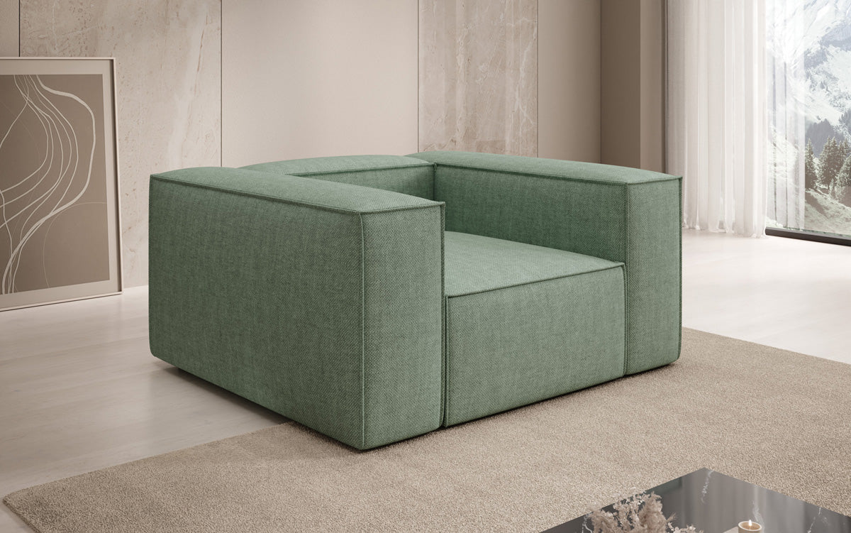 Designer Sofa-Sessel Lesley in Leinen-Optik