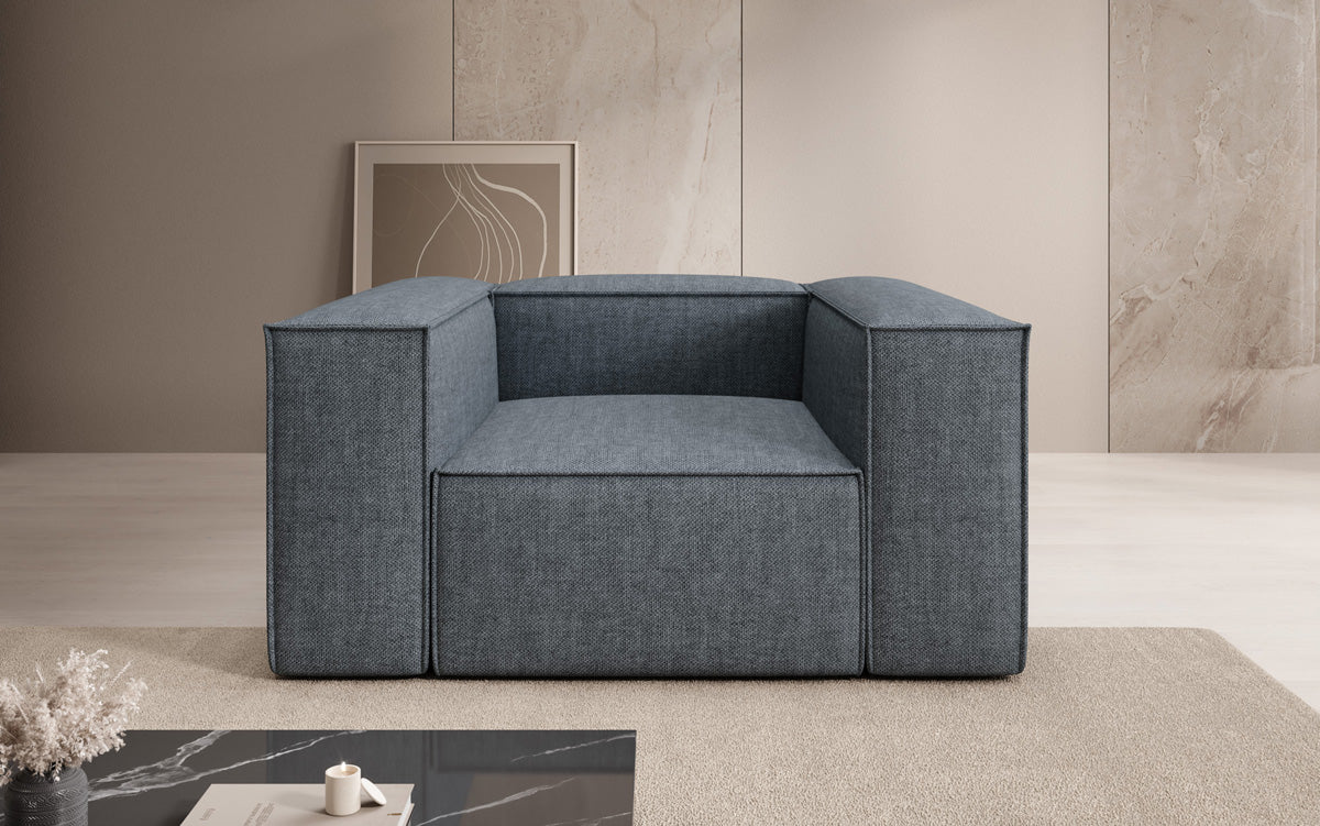 Designer Sofa-Sessel Lesley in Leinen-Optik