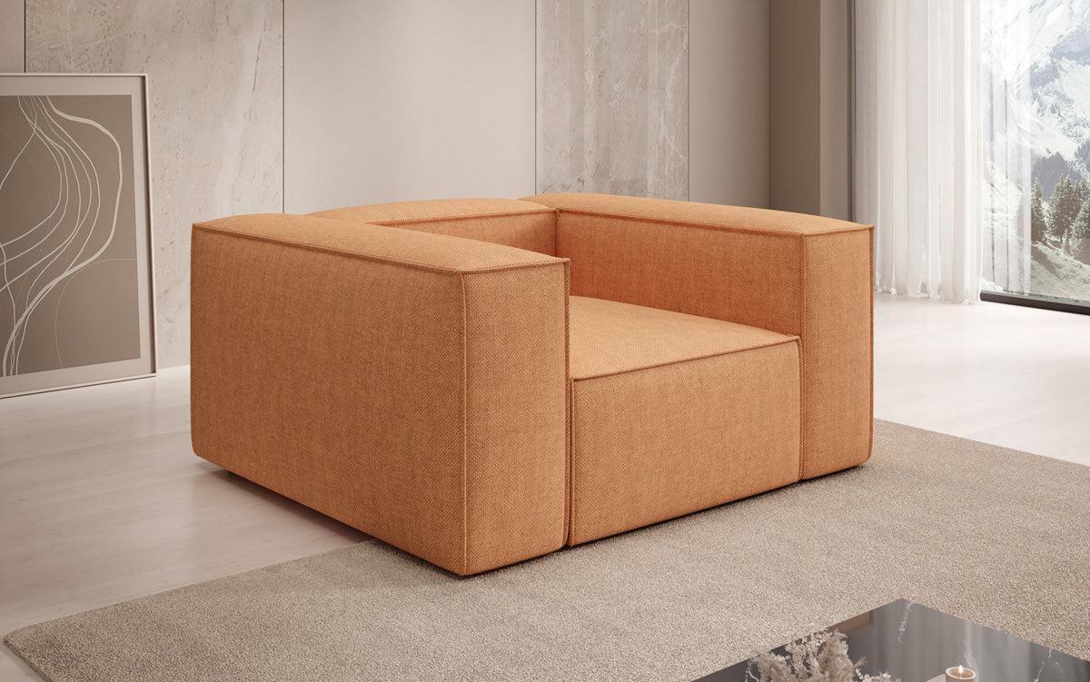 Designer Sofa-Sessel Lesley in Leinen-Optik