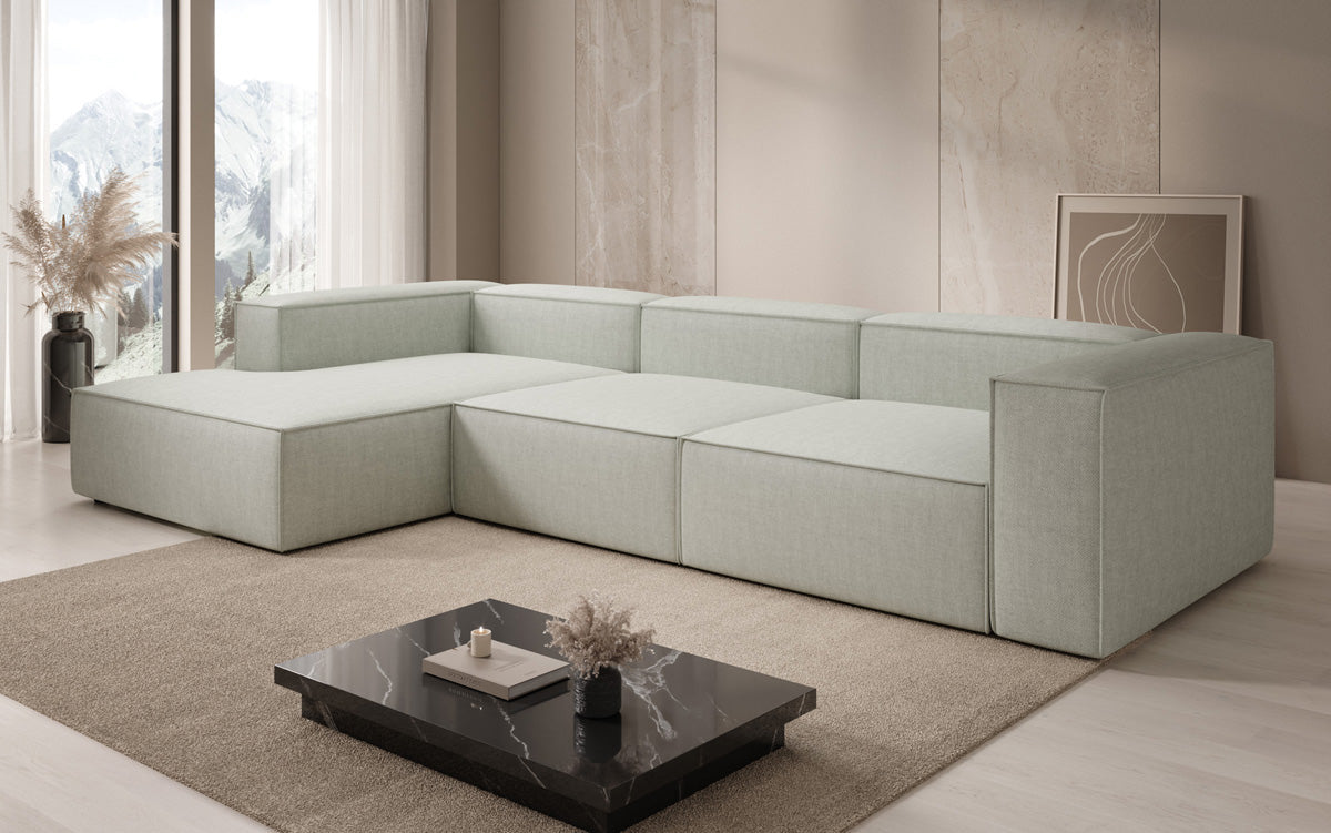 Designer Ecksofa Lesley in Leinen-Optik