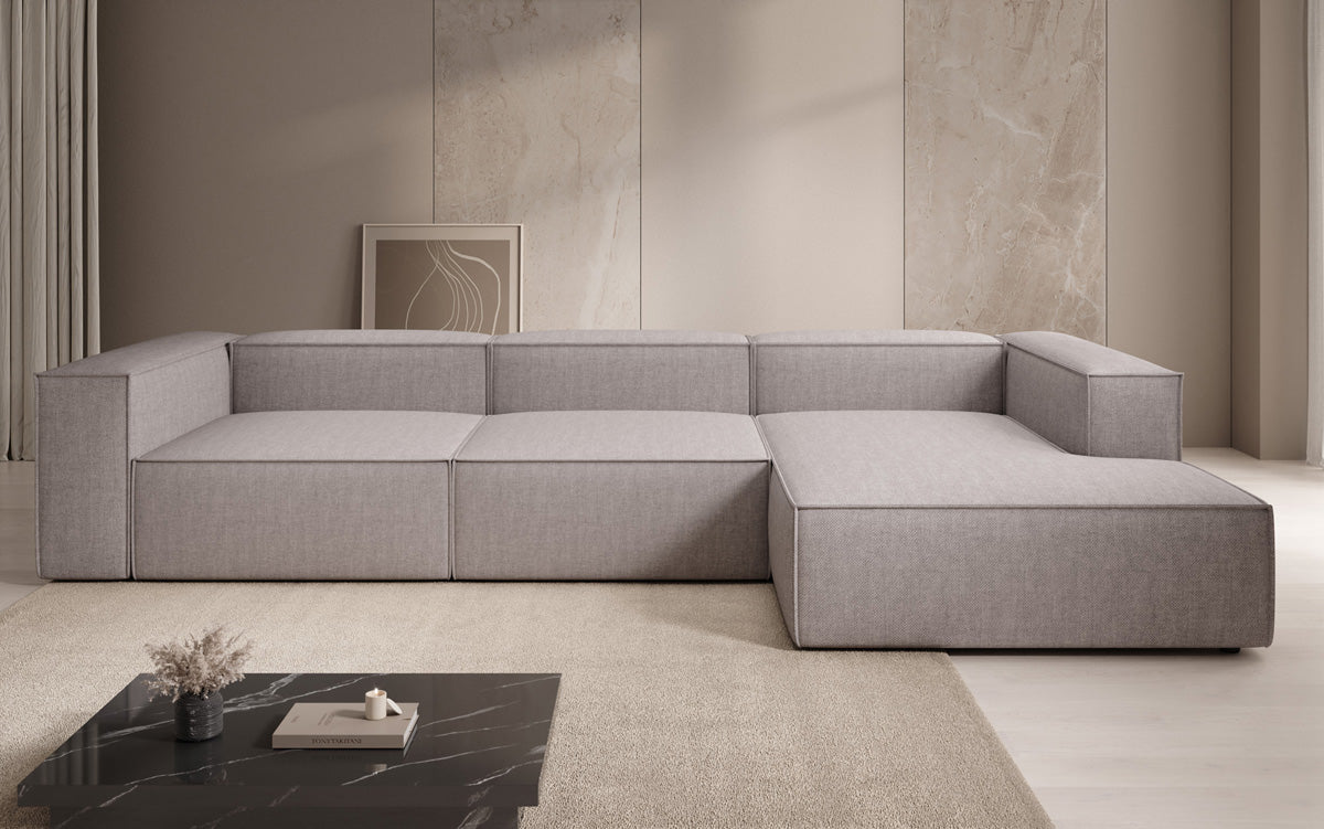 Designer Ecksofa Lesley in Leinen-Optik