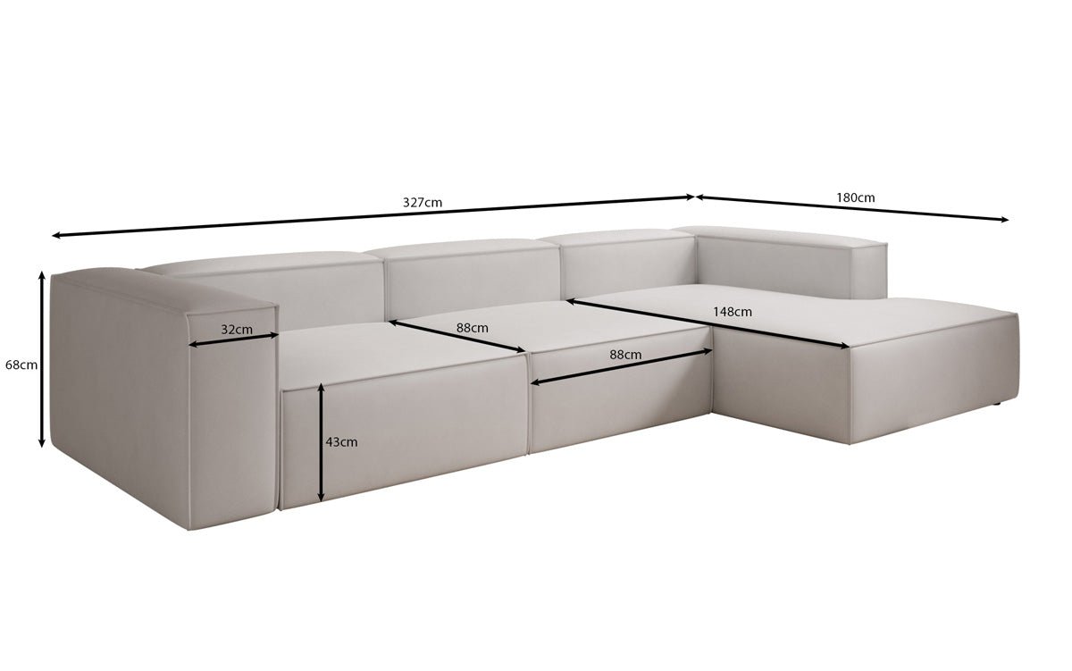Designer Sofa Lesley L in Echtleder