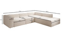 Designer corner sofa Lesley with long ottoman in textured fabric