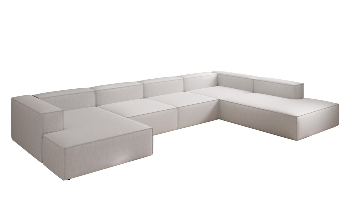 Designer Sofa Lesley U XXL in Leinen-Optik