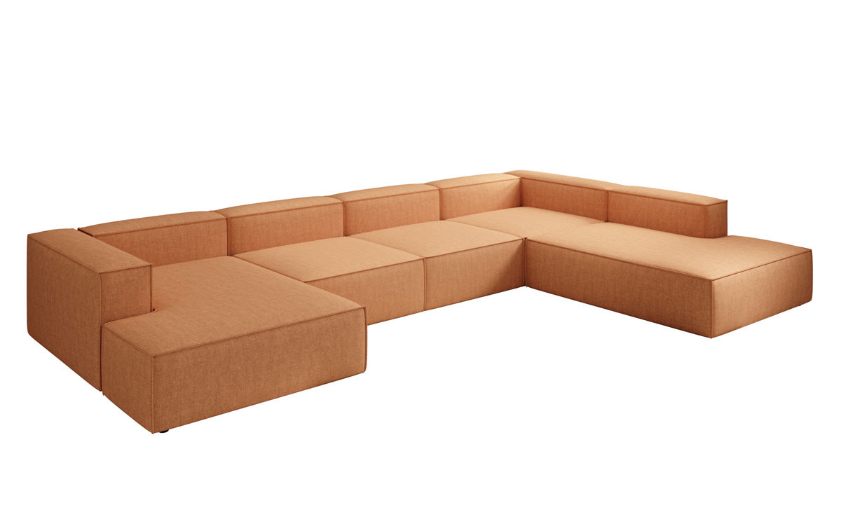 Designer Sofa Lesley U XXL in Leinen-Optik